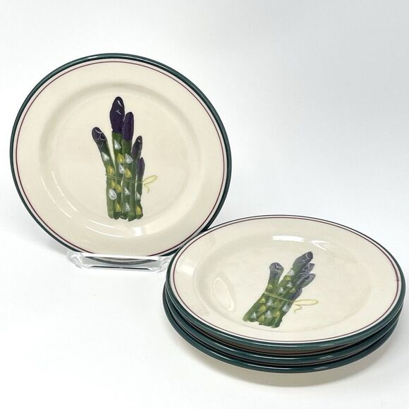 Vintage Hartstone Farmers Market Asparagus Salad Side Plates 7.5” Set Of 4 - Picture 1 of 5